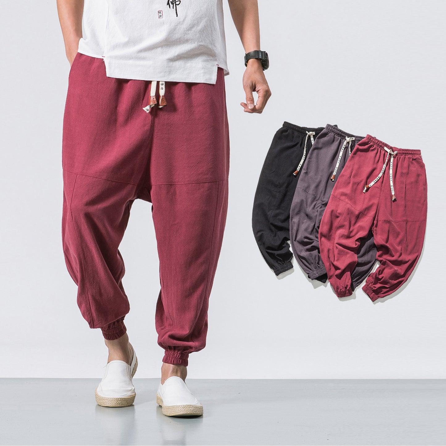 Men's Hip Hop Streetwear Gym Joggers - Drawstring Tapered Sweatpants with Pockets
