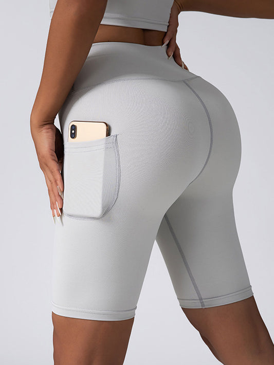 Women's High Waist Tummy Control Biker Shorts with Pockets - Seamless Yoga & Gym