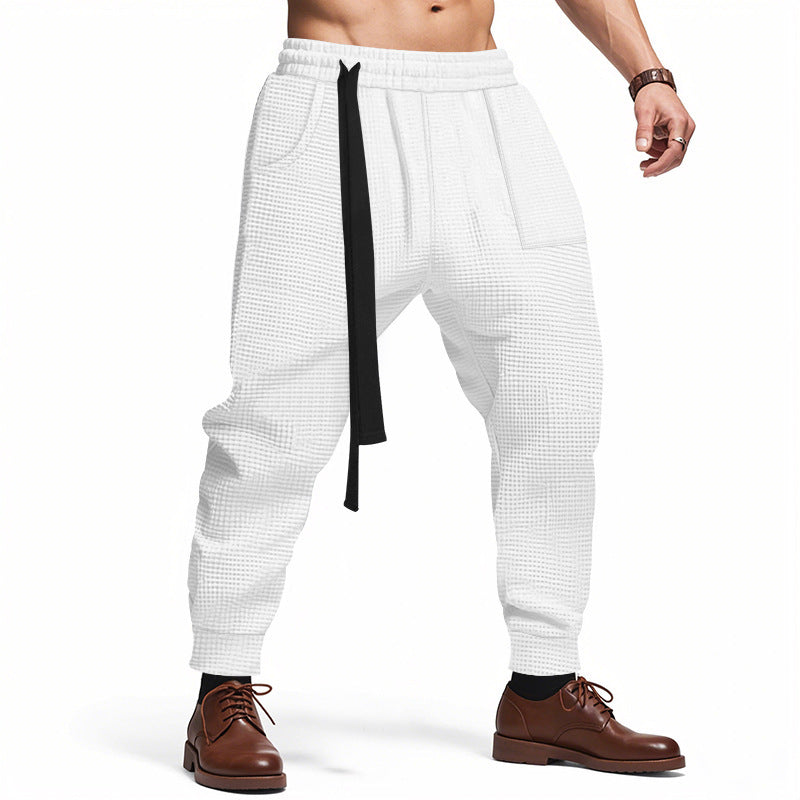 Men's Solid Waffle Casual Pants - Hip Hop Streetwear Track Joggers Harajuku