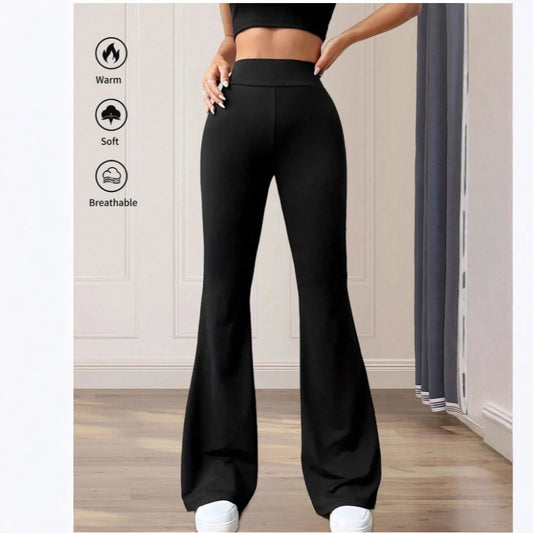 Solid Color High Waist Yoga Bootcut Trousers for Women