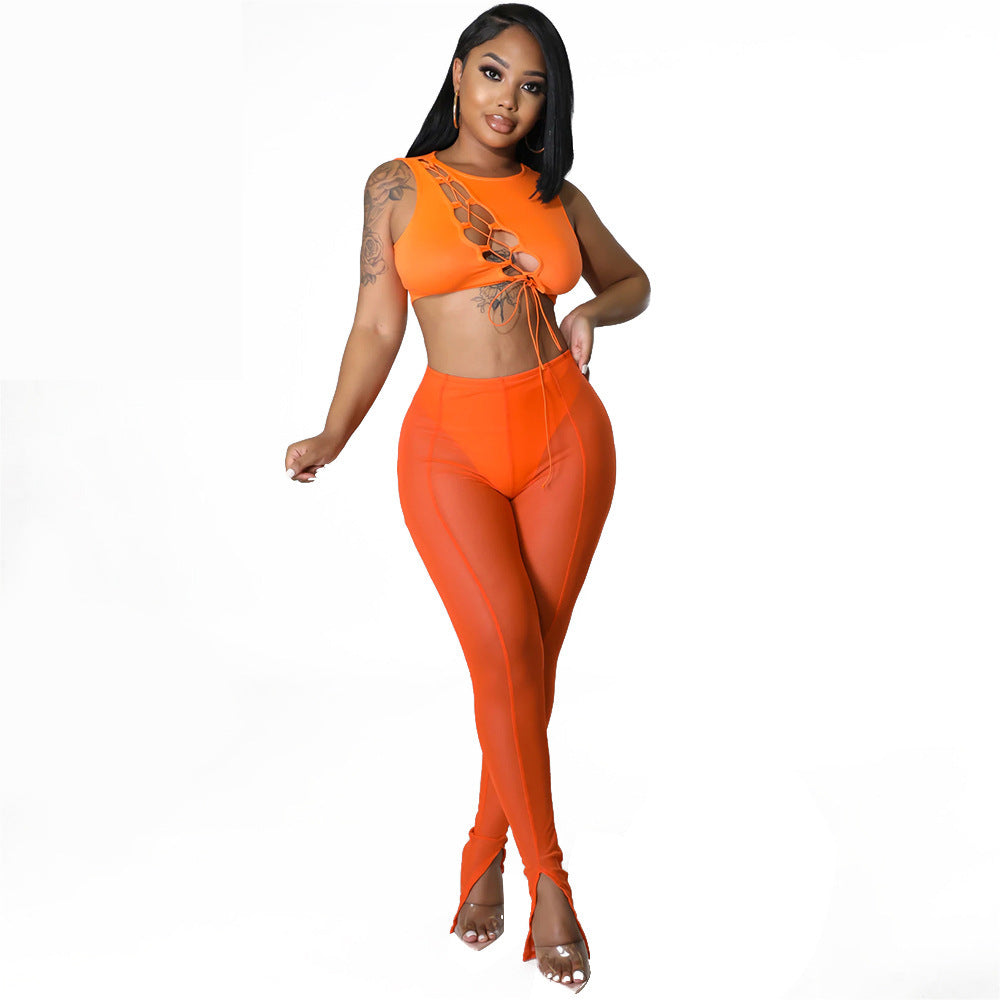 Women's Skinny Mesh See-through Leggings - Sheer Panel Tights