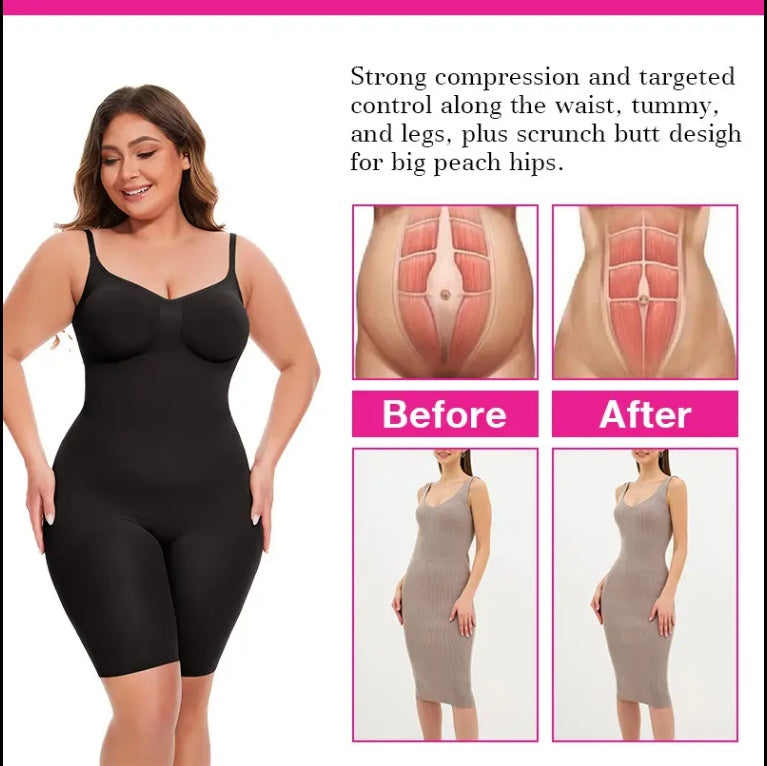 Seamless Postpartum Abdomen Shapewear – Mid-Thigh Slimming Body Shaper for Women