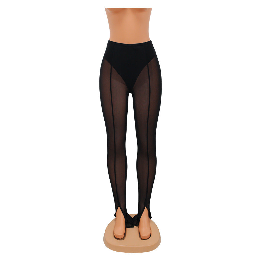 Women's Skinny Mesh See-through Leggings - Sheer Panel Tights