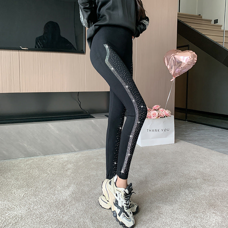 Women's Shiny Rhinestone Leggings - Sparkle Tights