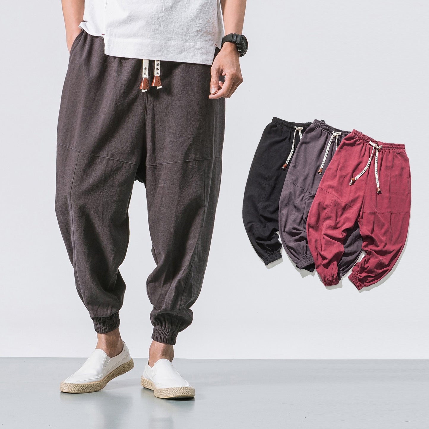 Men's Hip Hop Streetwear Gym Joggers - Drawstring Tapered Sweatpants with Pockets