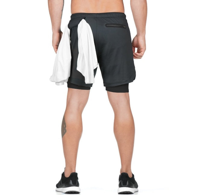 Men's 2-in-1 Sport Shorts - Joggers with Integrated Liner, Hip Pockets, and Hidden Zipper Safety Pockets