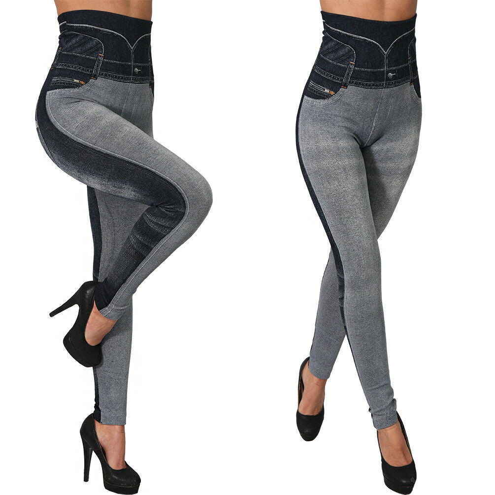 Women's Seamless Imitation Jean Leggings - Jeggings