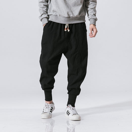 Men's Chinese Style Harem Pants - Cotton Linen Streetwear Joggers