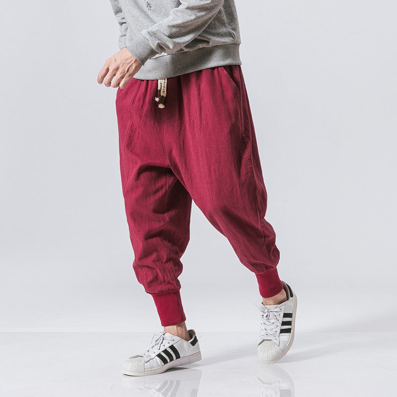 Men's Chinese Style Harem Pants - Cotton Linen Streetwear Joggers