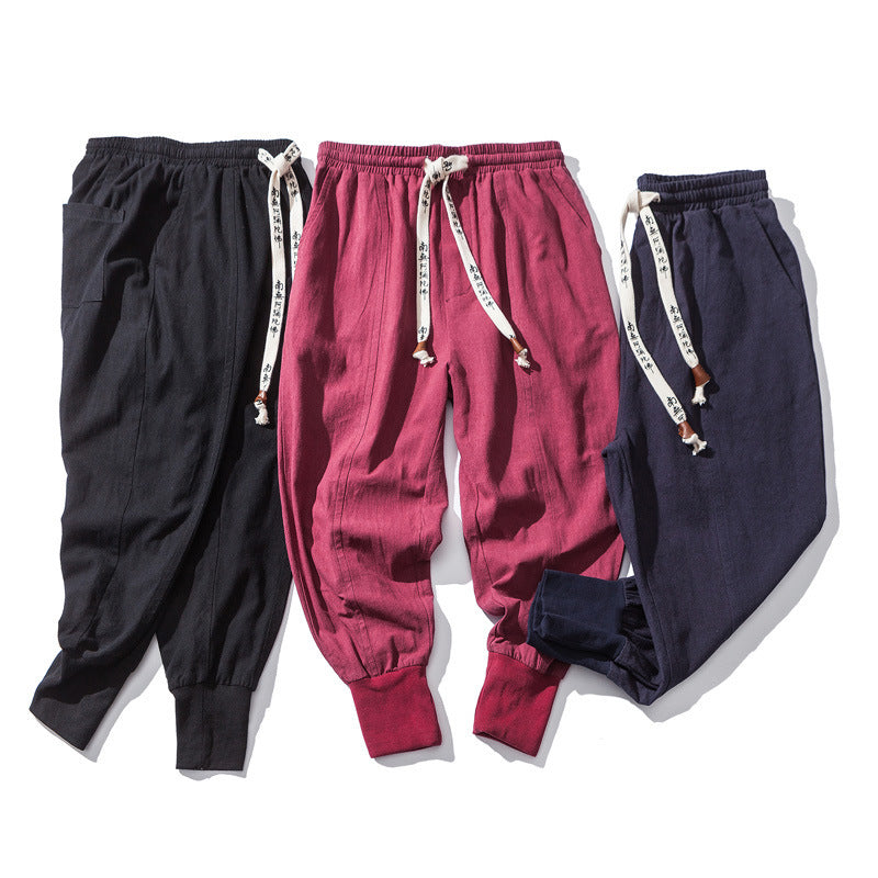 Men's Chinese Style Harem Pants - Cotton Linen Streetwear Joggers