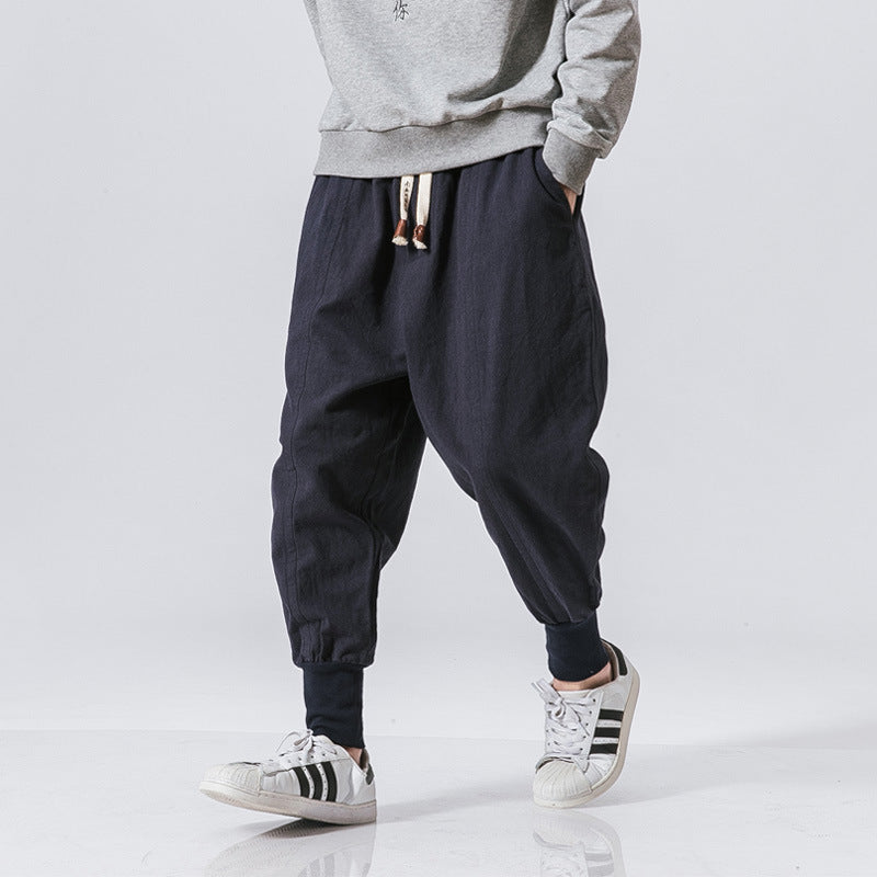 Men's Chinese Style Harem Pants - Cotton Linen Streetwear Joggers