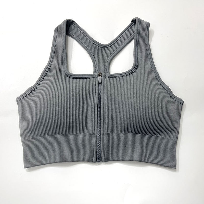 Zip Sports Top - Tight Front-Zip Sports Bra