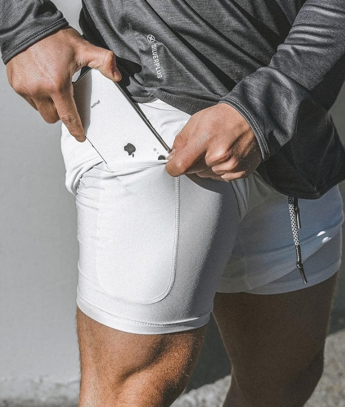 Men's 2-in-1 Sport Shorts - Joggers with Integrated Liner, Hip Pockets, and Hidden Zipper Safety Pockets