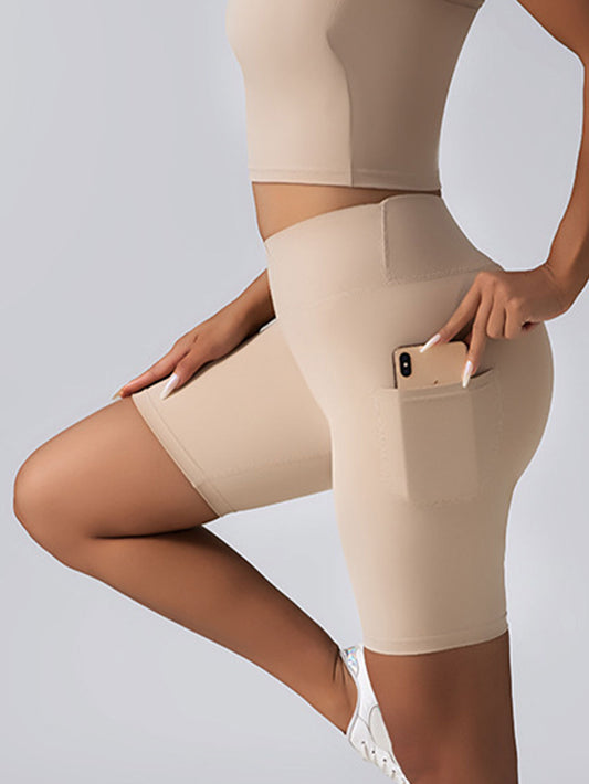 Women's High Waist Tummy Control Biker Shorts with Pockets - Seamless Yoga & Gym