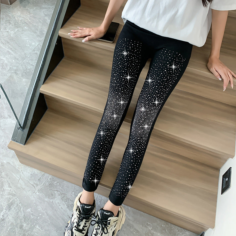 Women's Shiny Rhinestone Leggings - Sparkle Tights