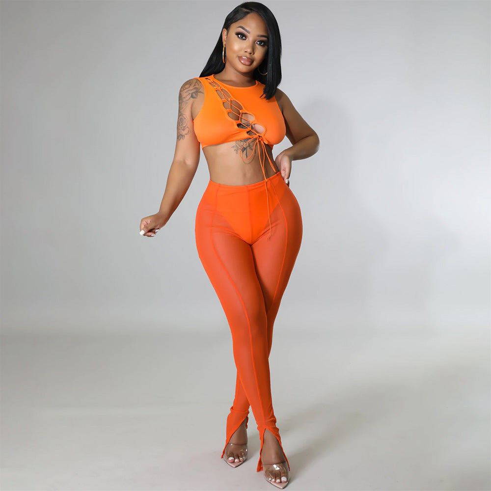 Women's Skinny Mesh See-through Leggings - Sheer Panel Tights