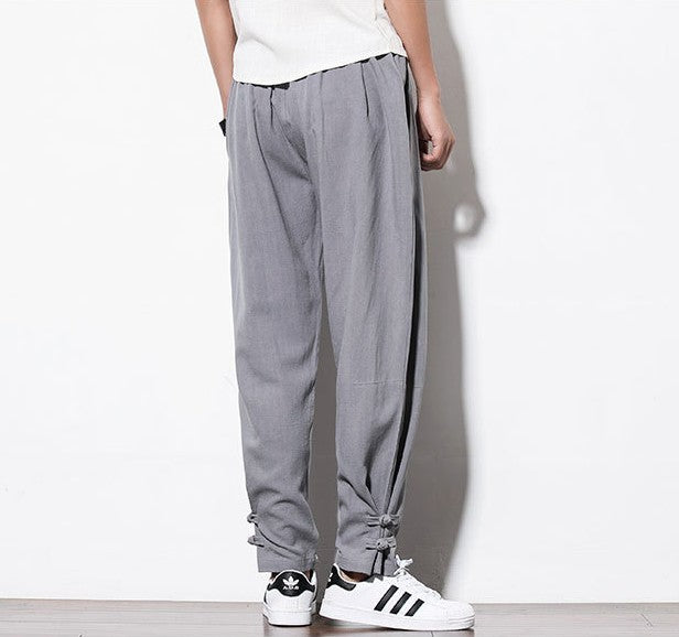 Men's Autumn Harem Pants - Pure Linen Hemp Hip Hop Loose Vintage Casual Joggers