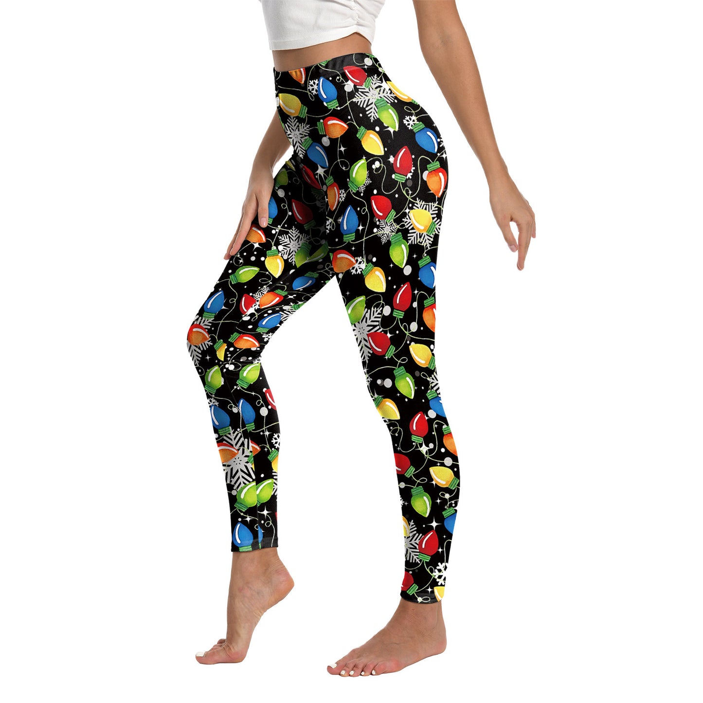 Women's Christmas Printed Yoga Leggings - Festive Elastic Sports Pants