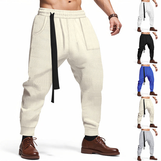 Men's Solid Waffle Casual Pants - Hip Hop Streetwear Track Joggers Harajuku