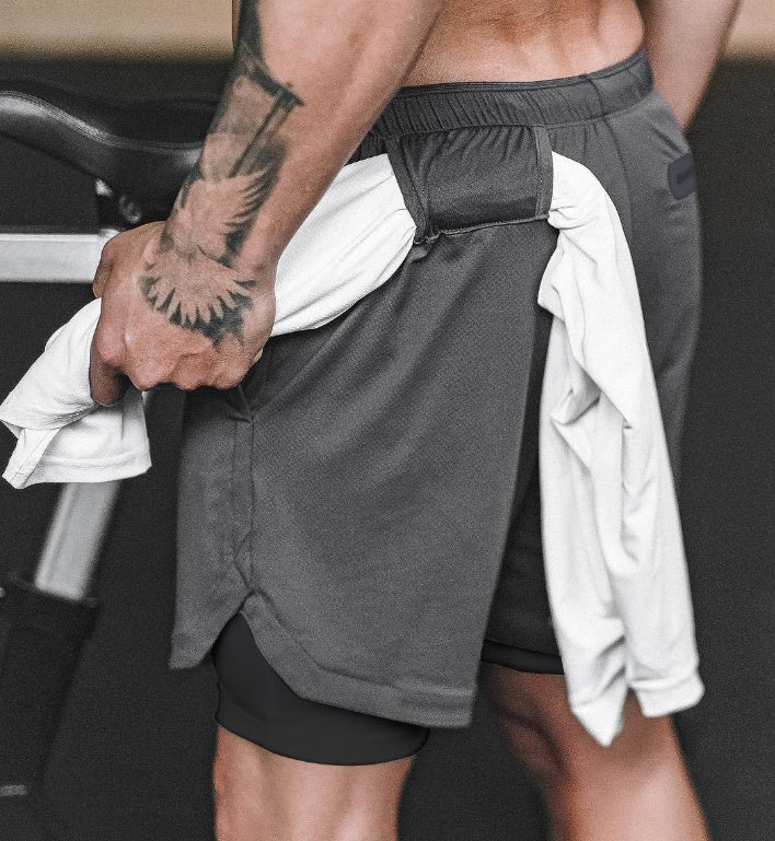 Men's 2-in-1 Sport Shorts - Joggers with Integrated Liner, Hip Pockets, and Hidden Zipper Safety Pockets