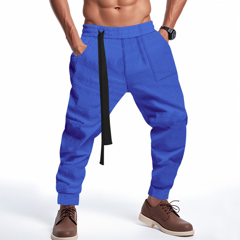 Men's Solid Waffle Casual Pants - Hip Hop Streetwear Track Joggers Harajuku