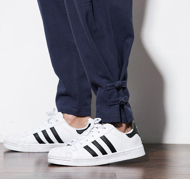 Men's Autumn Harem Pants - Pure Linen Hemp Hip Hop Loose Vintage Casual Joggers