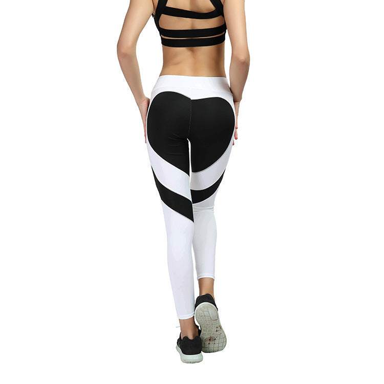 Love Butt Heart Stitching High Waist Yoga Leggings - Hip Raise