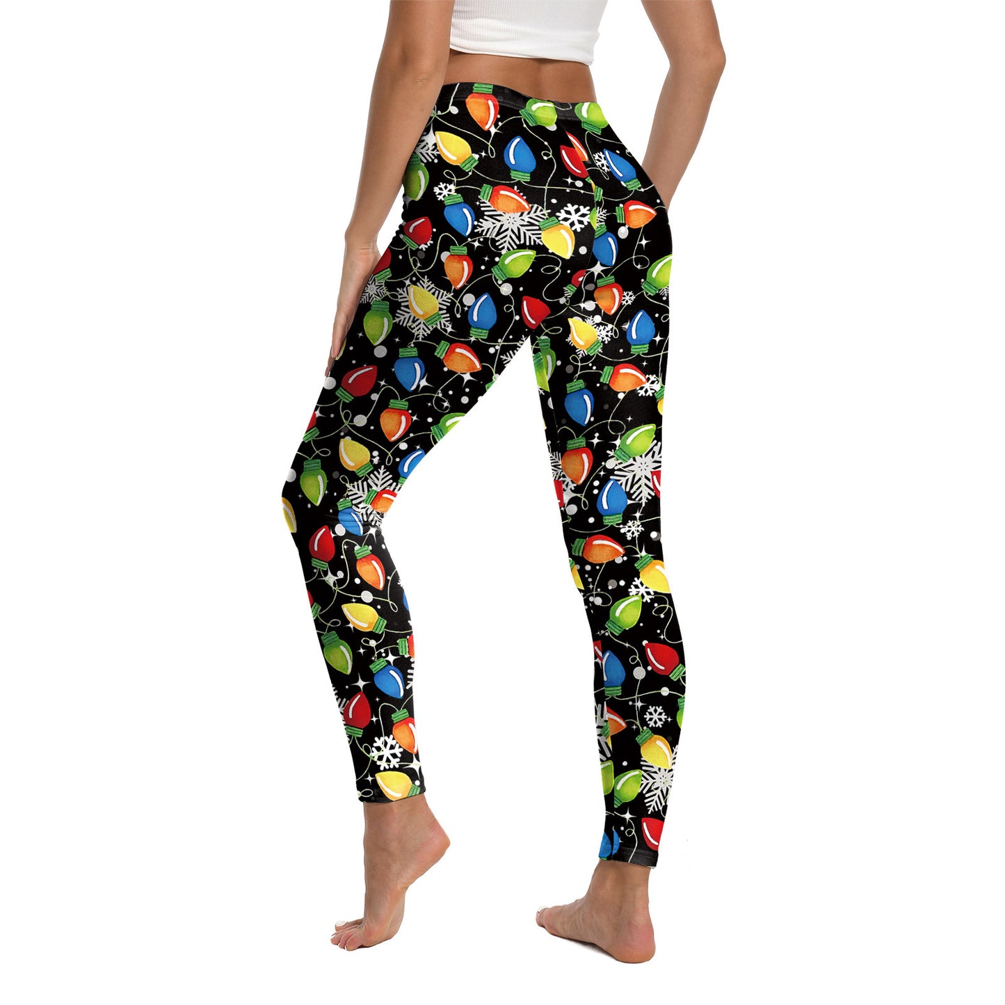 Women's Christmas Printed Yoga Leggings - Festive Elastic Sports Pants