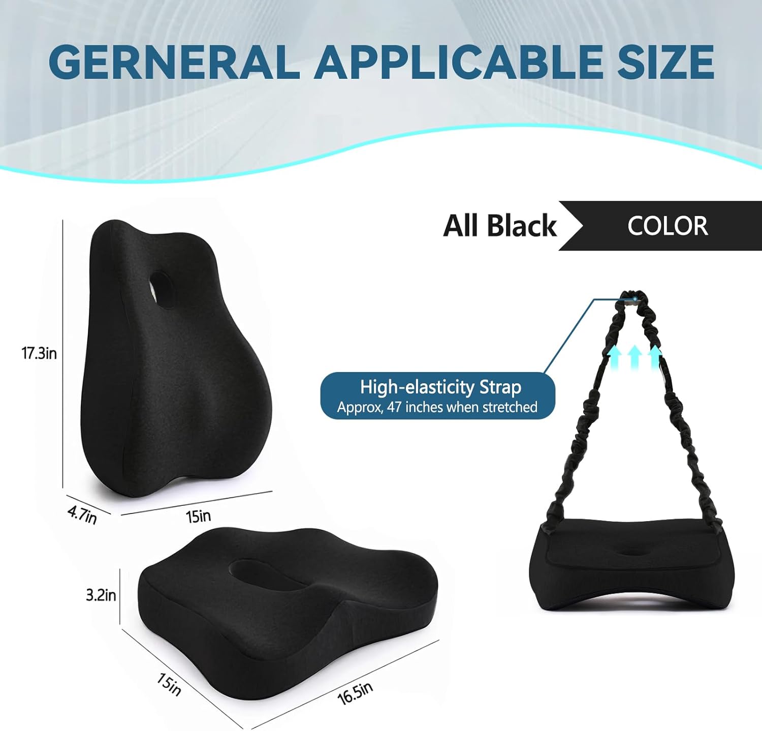 Seat Cushion & Lumbar Support Pillow Set