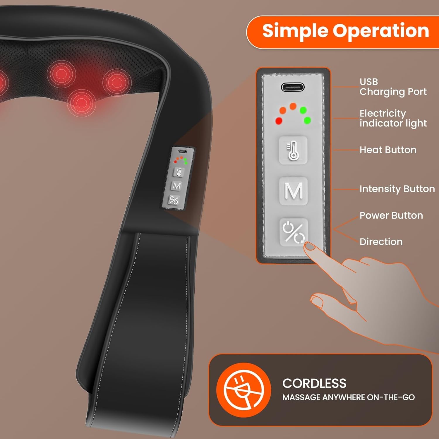 Cordless Neck Massager for Pain Relief Deep Tissue