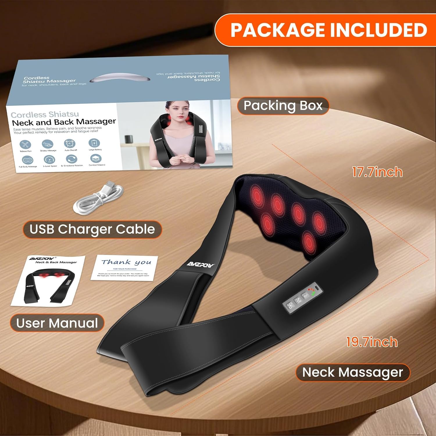 Cordless Neck Massager for Pain Relief Deep Tissue