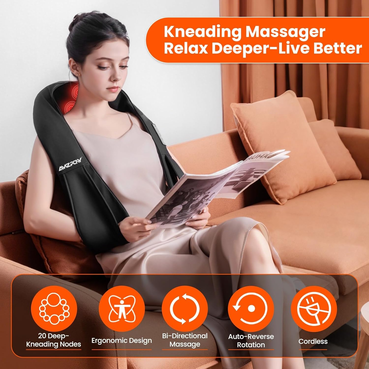 Cordless Neck Massager for Pain Relief Deep Tissue
