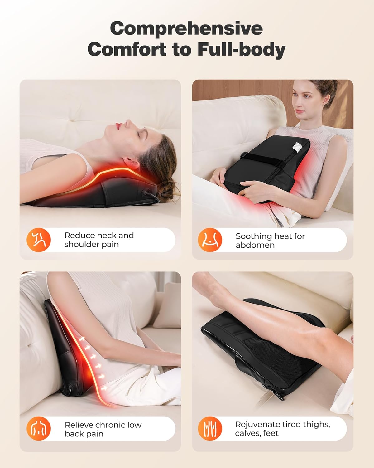 3D Kneading Back Massage Pillow for Pain Relief