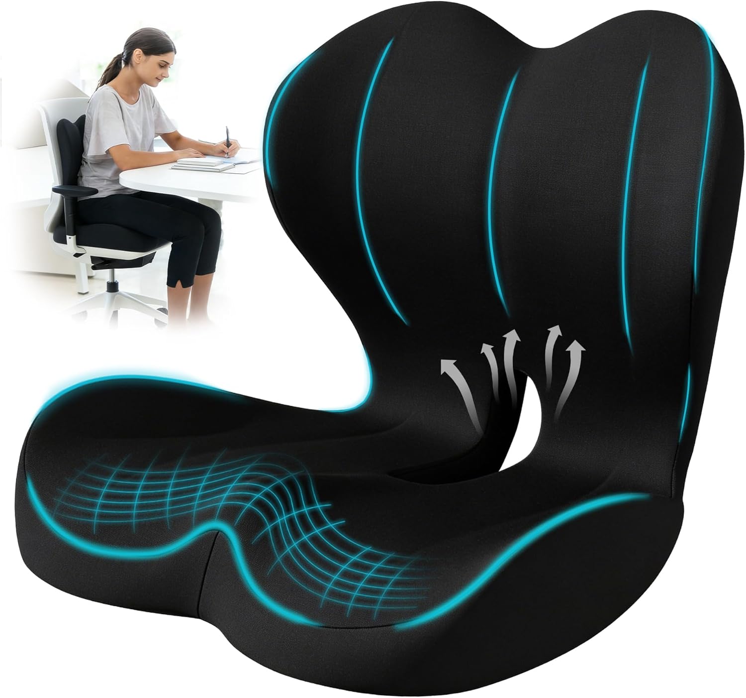 Lumbar Support Pillow Memory Foam Ergonomic Seat Cushion