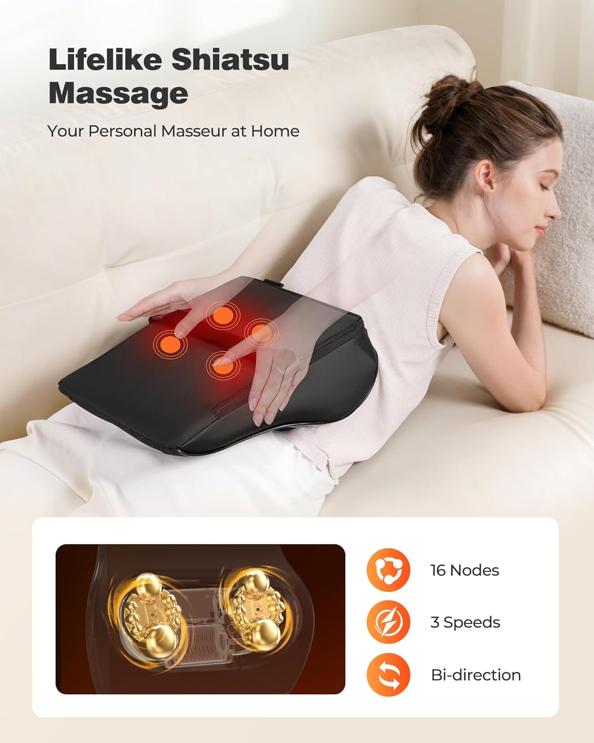 3D Kneading Back Massage Pillow for Pain Relief