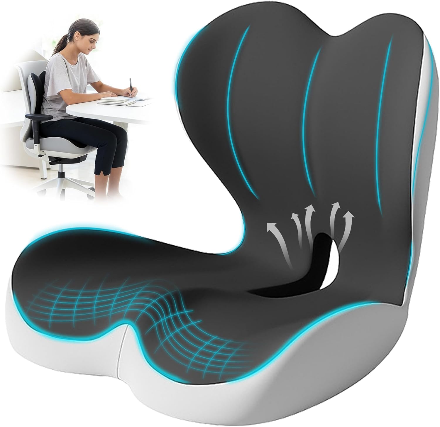 Lumbar Support Pillow Memory Foam Ergonomic Seat Cushion