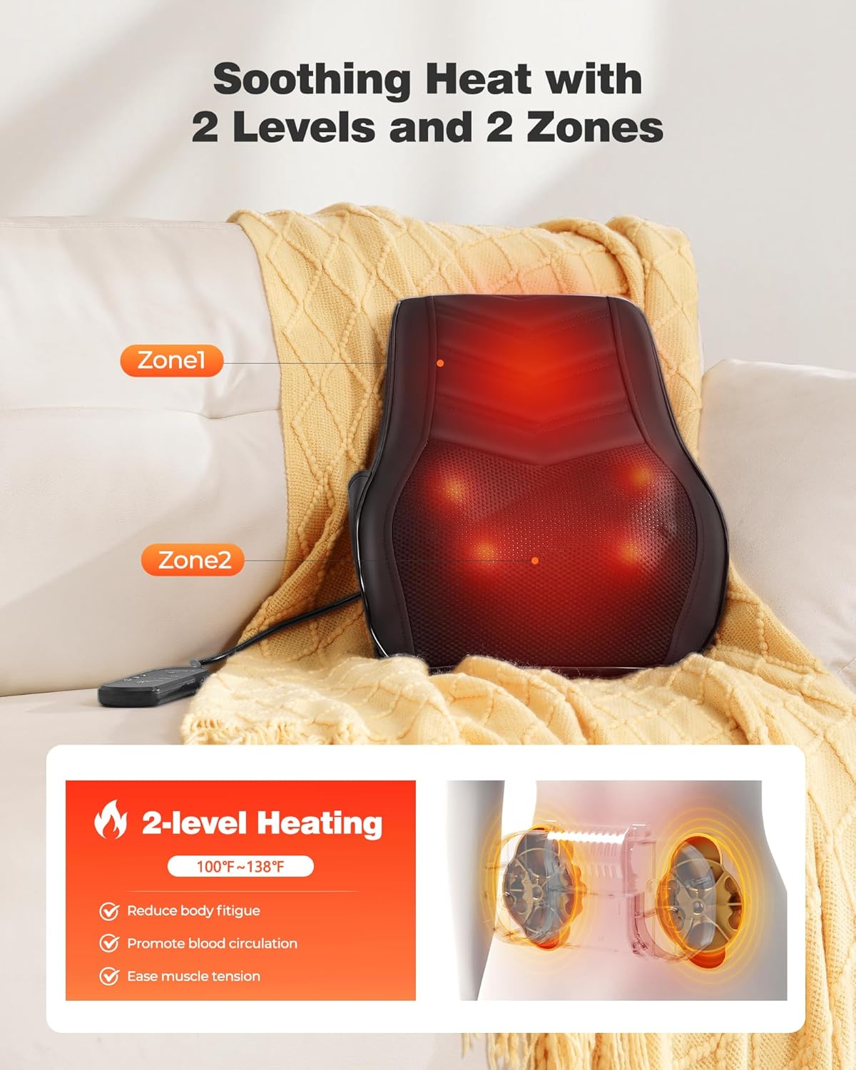 3D Kneading Back Massage Pillow for Pain Relief