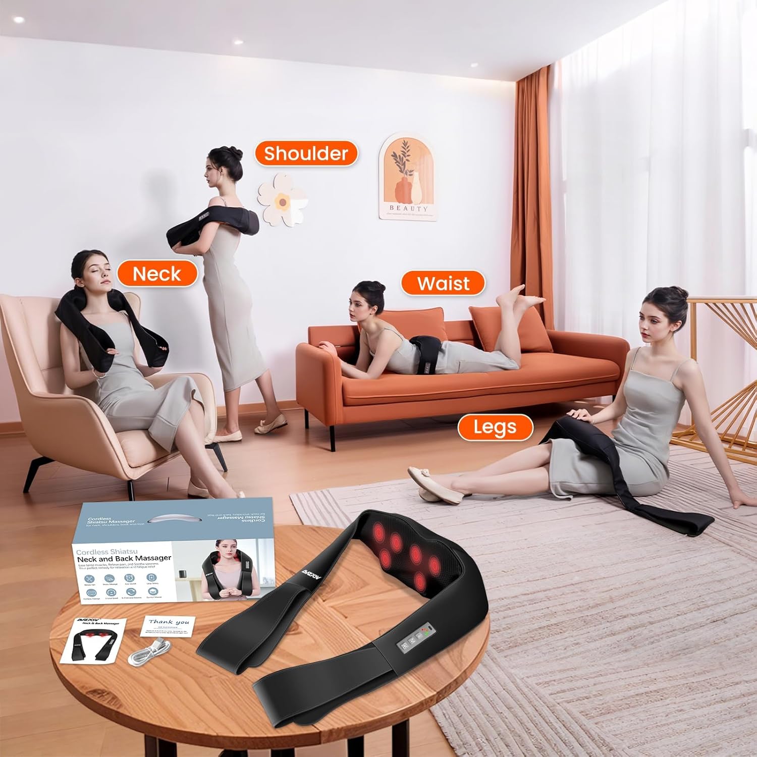 Cordless Neck Massager for Pain Relief Deep Tissue