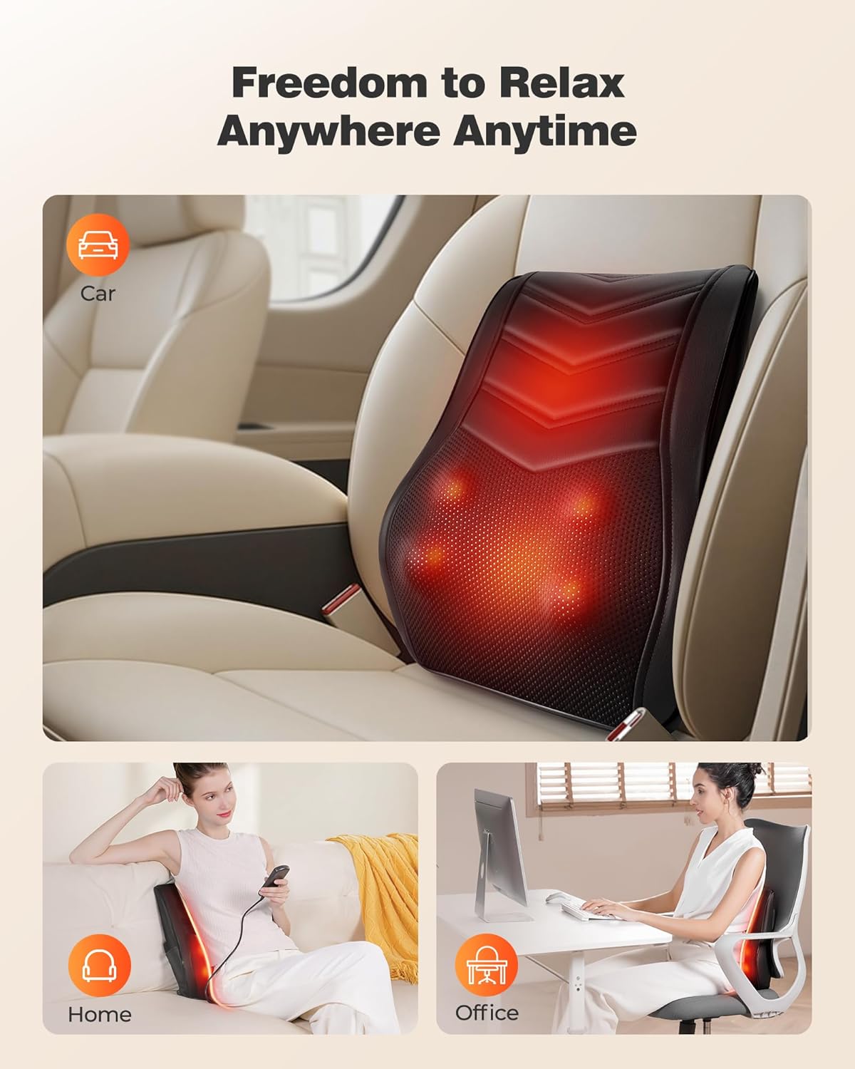 3D Kneading Back Massage Pillow for Pain Relief