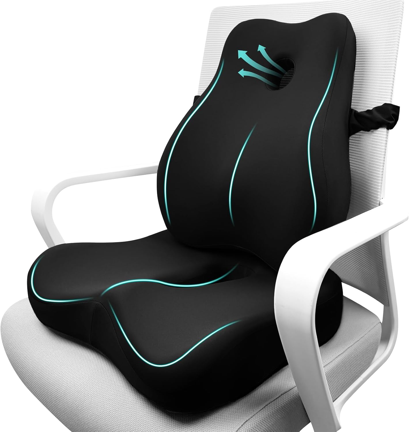Seat Cushion & Lumbar Support Pillow Set