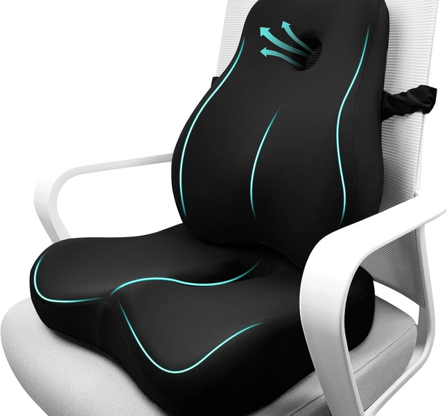 Seat Cushion & Lumbar Support Pillow Set