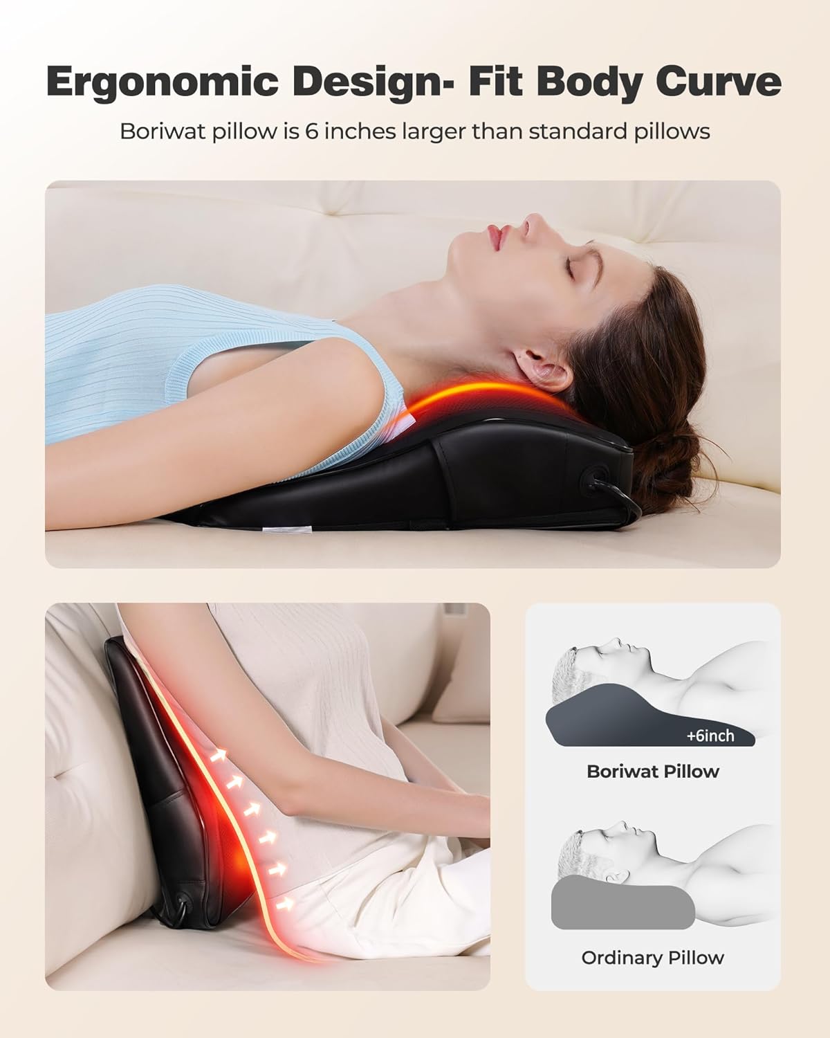 3D Kneading Back Massage Pillow for Pain Relief