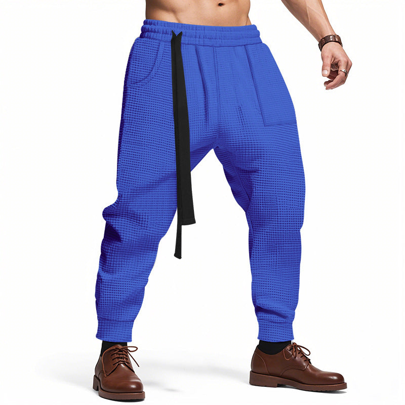 Men's Solid Waffle Casual Pants - Hip Hop Streetwear Track Joggers Harajuku