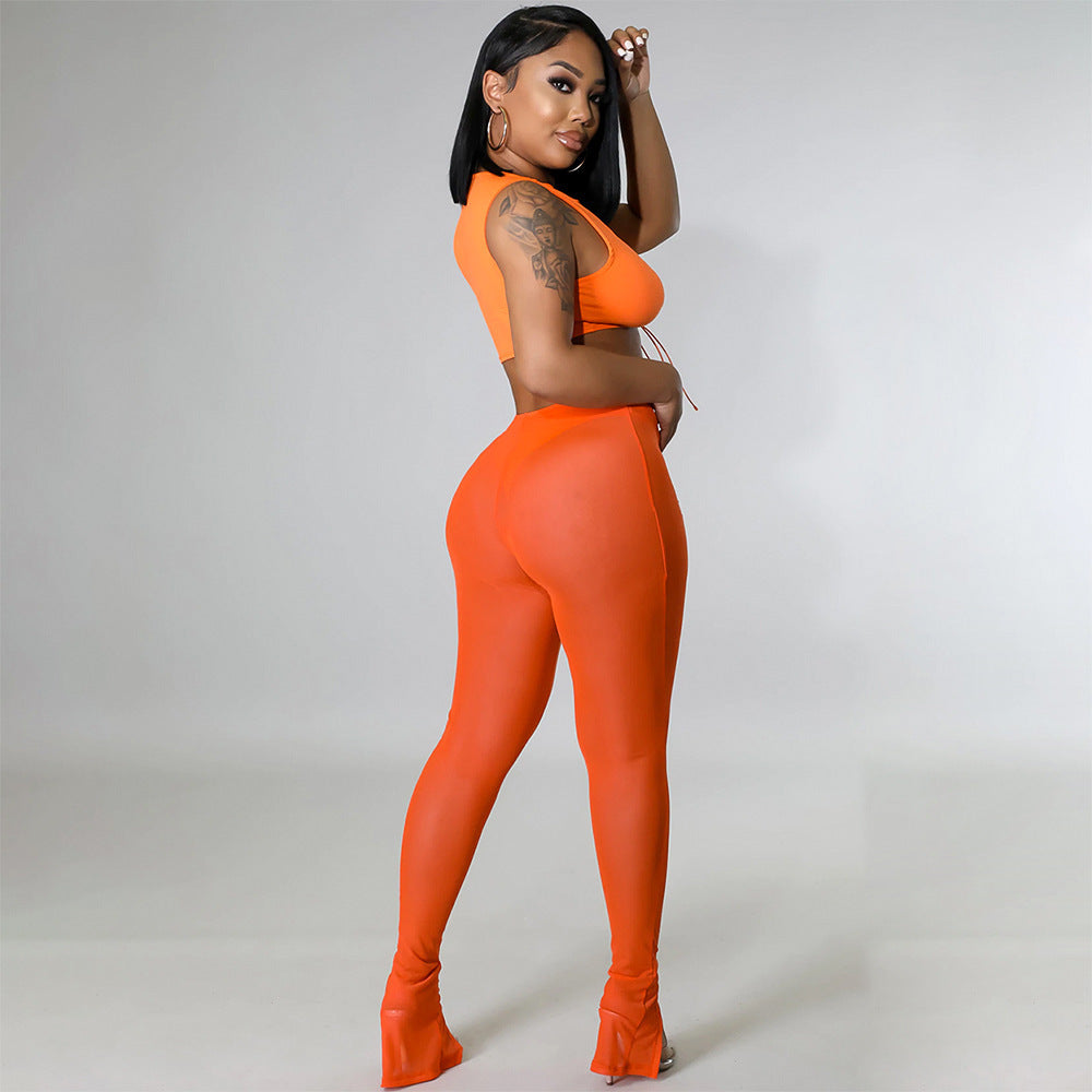 Women's Skinny Mesh See-through Leggings - Sheer Panel Tights