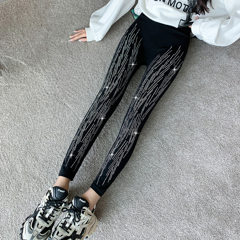 Women's Shiny Rhinestone Leggings - Sparkle Tights