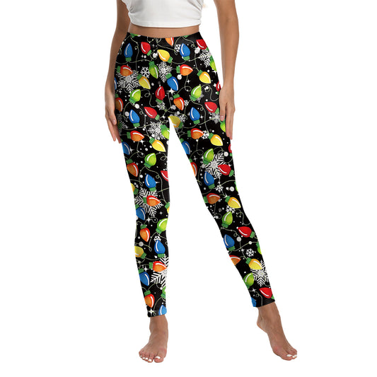 Women's Christmas Printed Yoga Leggings - Festive Elastic Sports Pants