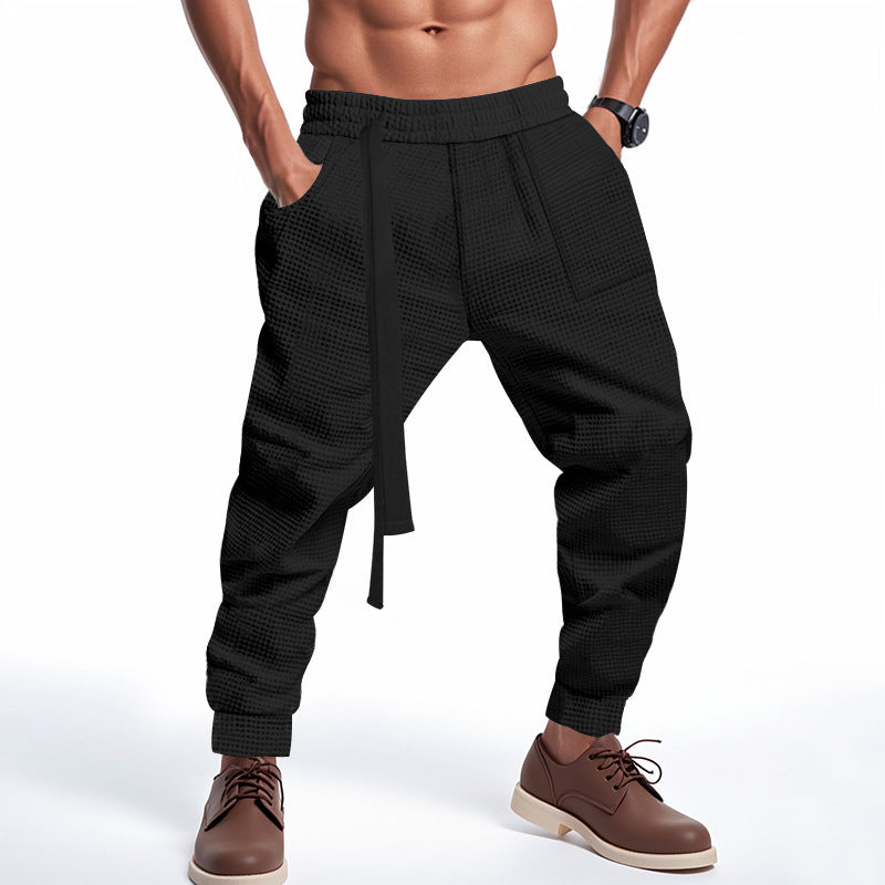 Men's Solid Waffle Casual Pants - Hip Hop Streetwear Track Joggers Harajuku