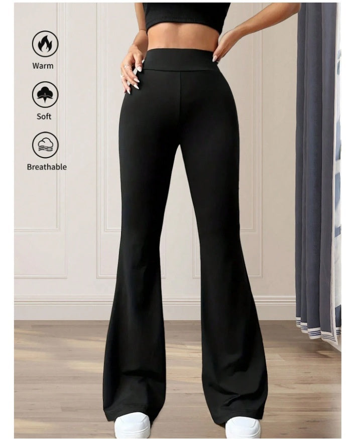 Solid Color High Waist Yoga Bootcut Trousers for Women
