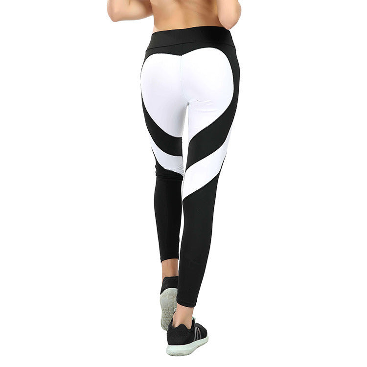 Love Butt Heart Stitching High Waist Yoga Leggings - Hip Raise
