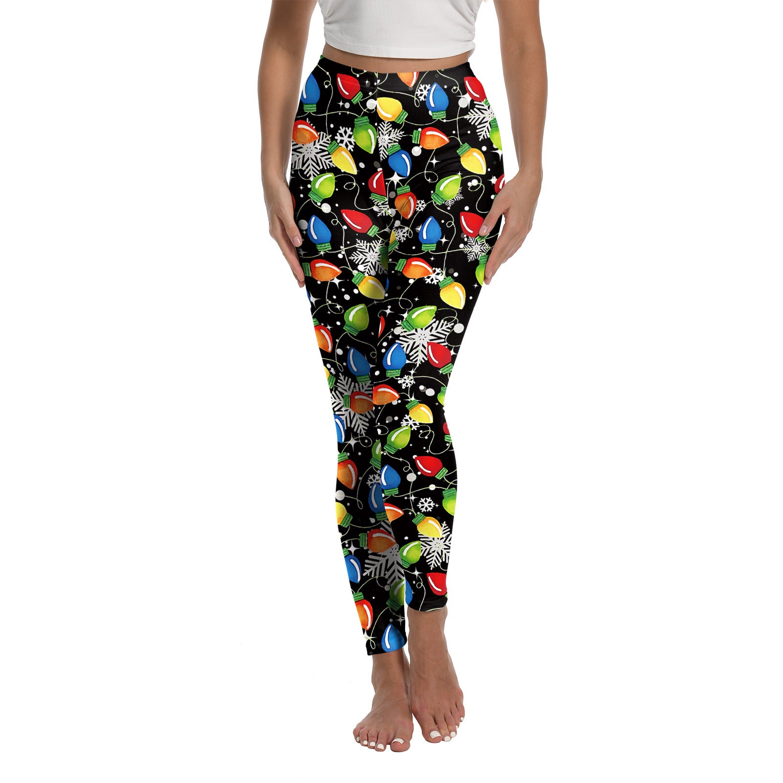 Women's Christmas Printed Yoga Leggings - Festive Elastic Sports Pants